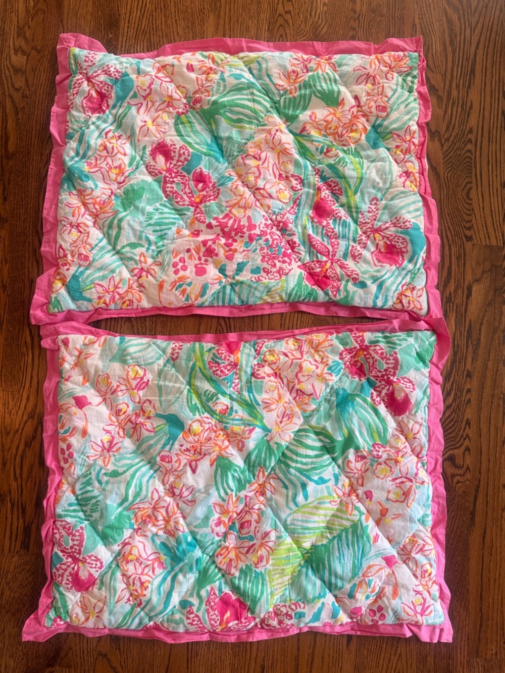 2 Lilly Pulitzer for Pottery Tropical Floral Quilted Pillow Shams